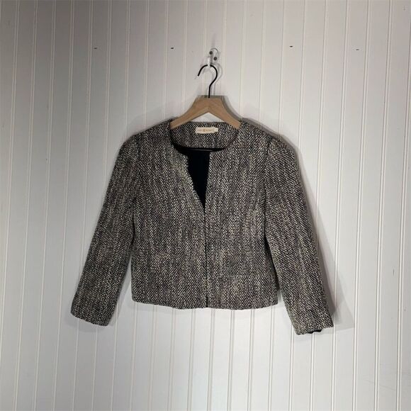 Tory Burch Girls Tweed Bouclé Blazer Jacket Black White Size 6 – Classic Preppy - Picture 1 of 7